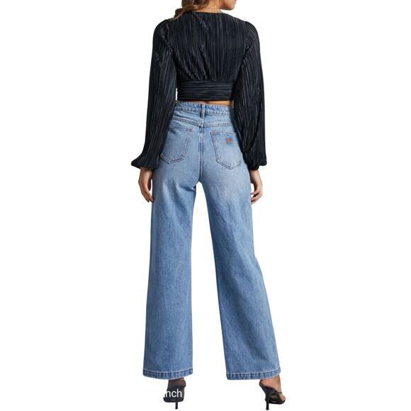 Abrand Jeans Womens 27 NEW High & Wide Alexis Rip Organic Cotton Vintage Blue - Picture 2 of 15